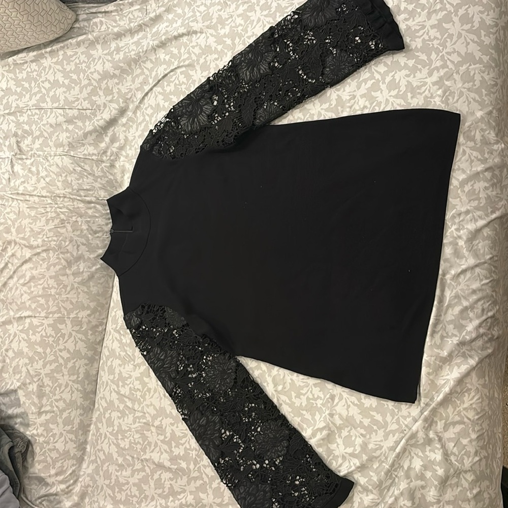 Chicos black floral lace shirt.